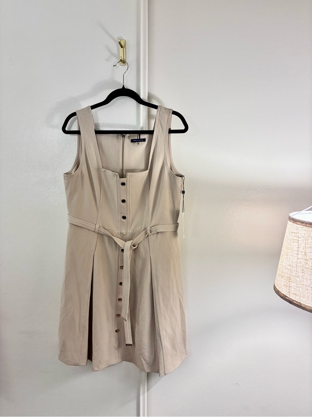 NWT Tommy Hilfiger Sleeveless Button-Front Dress with Tie Waist Size 12